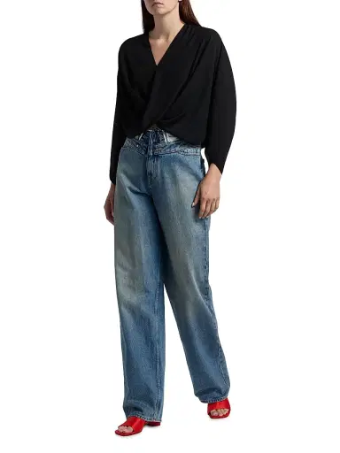 MM6 Maison Margiela Women's Fluid Surplice Blouse - Black | Thumbnail 2 MM6 Maison Margiela Women's Fluid Surplice Blouse - Black | Thumbnail 2