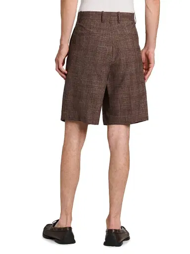 Jil Sander Men's Check Wool-Linen Relaxed-Fit Trouser-Style Shorts - Marron | Thumbnail 5 Jil Sander Men's Check Wool-Linen Relaxed-Fit Trouser-Style Shorts - Marron | Thumbnail 5