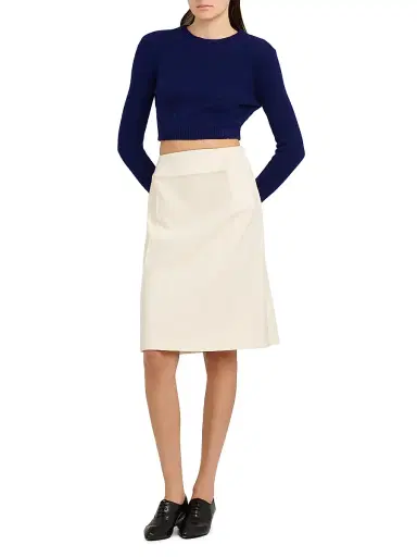 Jil Sander Women's Crop Wool Sweater - Ink Blue | Thumbnail 2 Jil Sander Women's Crop Wool Sweater - Ink Blue | Thumbnail 2