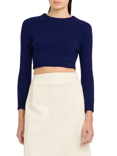 Jil Sander Women's Crop Wool Sweater - Ink Blue | Thumbnail 3 Jil Sander Women's Crop Wool Sweater - Ink Blue | Thumbnail 3