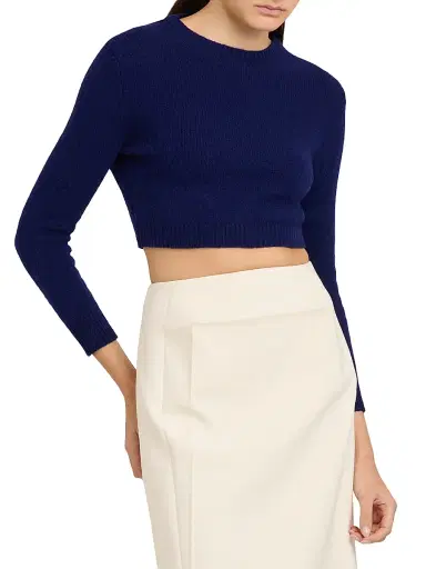 Jil Sander Women's Crop Wool Sweater - Ink Blue | Thumbnail 4 Jil Sander Women's Crop Wool Sweater - Ink Blue | Thumbnail 4