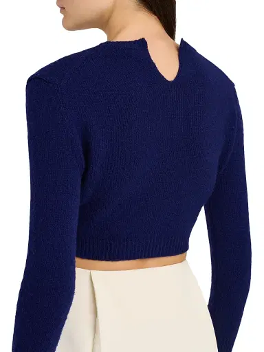 Jil Sander Women's Crop Wool Sweater - Ink Blue | Thumbnail 6 Jil Sander Women's Crop Wool Sweater - Ink Blue | Thumbnail 6