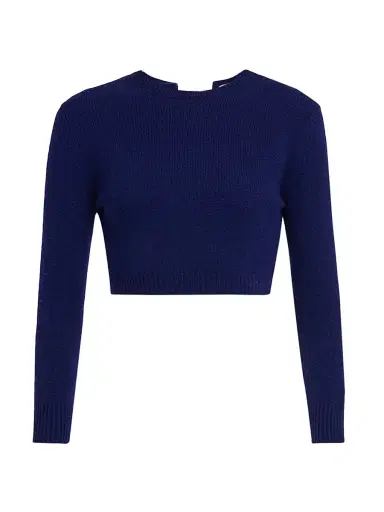 Jil Sander Women's Crop Wool Sweater - Ink Blue | Thumbnail 1 Jil Sander Women's Crop Wool Sweater - Ink Blue | Thumbnail 1