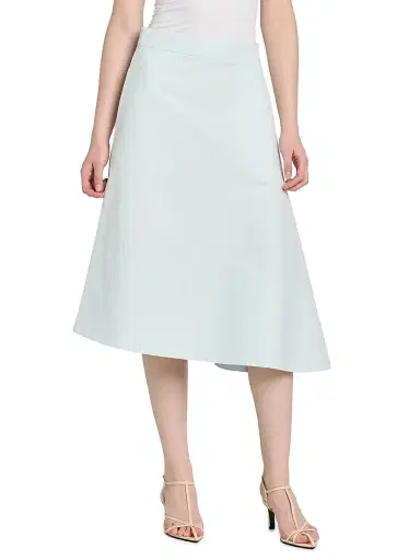 Jil Sander Women's Compact Light Double-Cotton Asymmetric Midi-Skirt - Sky | Thumbnail 3 Jil Sander Women's Compact Light Double-Cotton Asymmetric Midi-Skirt - Sky | Thumbnail 3