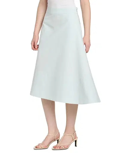 Jil Sander Women's Compact Light Double-Cotton Asymmetric Midi-Skirt - Sky | Thumbnail 4 Jil Sander Women's Compact Light Double-Cotton Asymmetric Midi-Skirt - Sky | Thumbnail 4