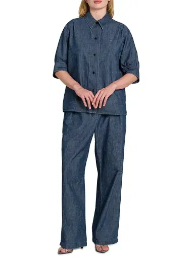 Jil Sander Women's Cotton Chambray Relaxed-Fit Trousers | Thumbnail 2 Jil Sander Women's Cotton Chambray Relaxed-Fit Trousers | Thumbnail 2