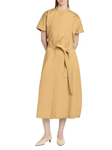 Jil Sander Women's Glaze-Finished Cotton Poplin Shirtdress - Cereal | Thumbnail 2 Jil Sander Women's Glaze-Finished Cotton Poplin Shirtdress - Cereal | Thumbnail 2