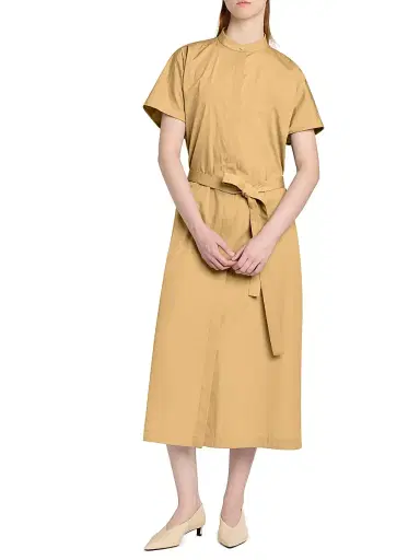 Jil Sander Women's Glaze-Finished Cotton Poplin Shirtdress - Cereal | Thumbnail 3 Jil Sander Women's Glaze-Finished Cotton Poplin Shirtdress - Cereal | Thumbnail 3