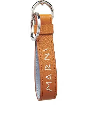 Marni Men's Logo Leather Key Ring - Brick | Thumbnail 2 Marni Men's Logo Leather Key Ring - Brick | Thumbnail 2
