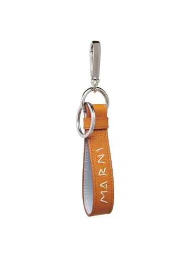 Marni Men's Logo Leather Key Ring - Brick | Thumbnail 1 Marni Men's Logo Leather Key Ring - Brick | Thumbnail 1