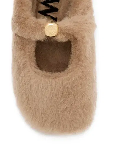 Loewe Women's Pebble Soft Shearling Ballerina Flats - Oak | Thumbnail 4 Loewe Women's Pebble Soft Shearling Ballerina Flats - Oak | Thumbnail 4