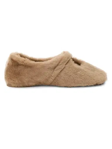 Loewe Women's Pebble Soft Shearling Ballerina Flats - Oak | Thumbnail 1 Loewe Women's Pebble Soft Shearling Ballerina Flats - Oak | Thumbnail 1