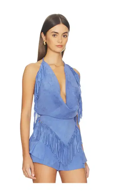 Understated Leather Fringed Halter Top | Thumbnail 2 Understated Leather Fringed Halter Top | Thumbnail 2