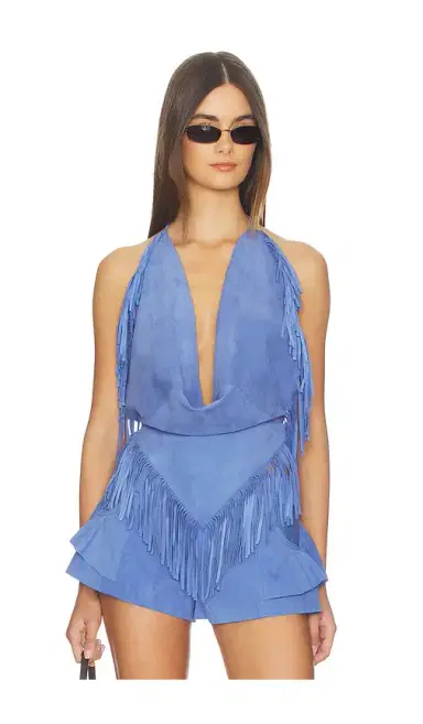 Understated Leather Fringed Halter Top | Thumbnail 1 Understated Leather Fringed Halter Top | Thumbnail 1