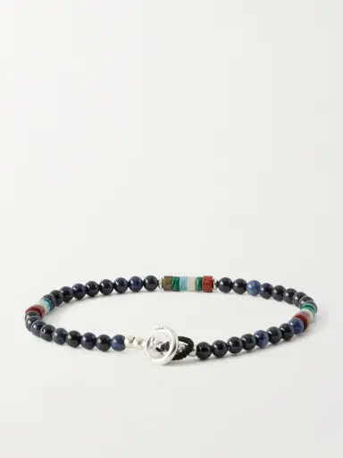 Mikia Sterling Silver Multi-Stone Beaded Bracelet - Men | Thumbnail 3 Mikia Sterling Silver Multi-Stone Beaded Bracelet - Men | Thumbnail 3