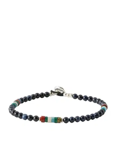 Mikia Sterling Silver Multi-Stone Beaded Bracelet - Men | Thumbnail 1 Mikia Sterling Silver Multi-Stone Beaded Bracelet - Men | Thumbnail 1