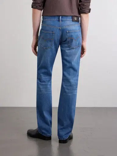 Versace Straight-Leg Logo-Appliquéd Jeans - Men | Thumbnail 4 Versace Straight-Leg Logo-Appliquéd Jeans - Men | Thumbnail 4
