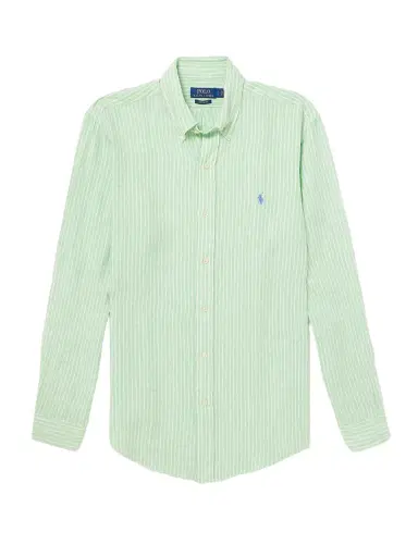 Polo Ralph Lauren Button-Down Collar Logo-Embroidered Striped Linen Shirt - Men | Thumbnail 1 Polo Ralph Lauren Button-Down Collar Logo-Embroidered Striped Linen Shirt - Men | Thumbnail 1