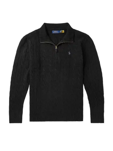 Polo Ralph Lauren Logo-Embroidered Cable-Knit Wool and Cashmere-Blend Half-Zip Sweater - Men | Thumbnail 1 Polo Ralph Lauren Logo-Embroidered Cable-Knit Wool and Cashmere-Blend Half-Zip Sweater - Men | Thumbnail 1