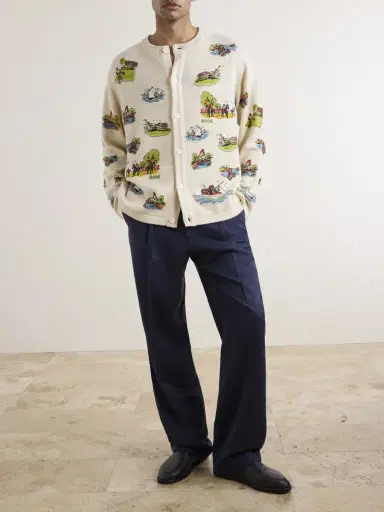 BODE Camp Bead-Embellished Jacquard-Knit Wool and Cotton-Blend Cardigan - Men | Thumbnail 2 BODE Camp Bead-Embellished Jacquard-Knit Wool and Cotton-Blend Cardigan - Men | Thumbnail 2