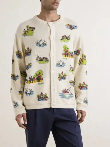 BODE Camp Bead-Embellished Jacquard-Knit Wool and Cotton-Blend Cardigan - Men | Thumbnail 3 BODE Camp Bead-Embellished Jacquard-Knit Wool and Cotton-Blend Cardigan - Men | Thumbnail 3