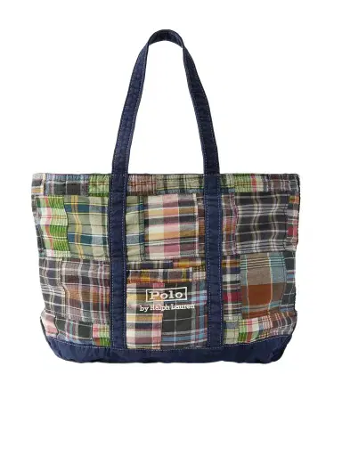 Polo Ralph Lauren Large Patchwork Checked Cotton-Madras Tote Bag - Men | Thumbnail 1 Polo Ralph Lauren Large Patchwork Checked Cotton-Madras Tote Bag - Men | Thumbnail 1