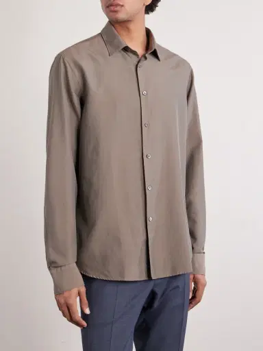 Canali Garment-Dyed Cotton and Silk-Blend Shirt - Men | Thumbnail 3 Canali Garment-Dyed Cotton and Silk-Blend Shirt - Men | Thumbnail 3