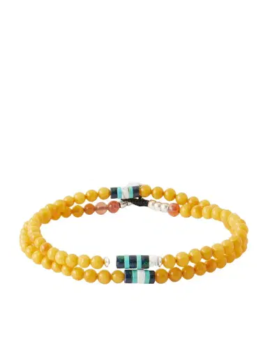 Mikia Sterling Silver Multi-Stone Beaded Bracelet - Men | Thumbnail 1 Mikia Sterling Silver Multi-Stone Beaded Bracelet - Men | Thumbnail 1