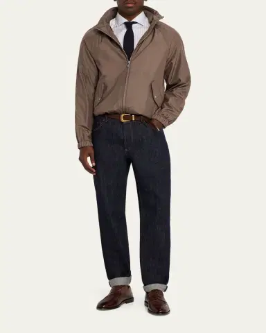 Brunello Cucinelli Men's Unlined Hooded Full-Zip Jacket | Thumbnail 2 Brunello Cucinelli Men's Unlined Hooded Full-Zip Jacket | Thumbnail 2