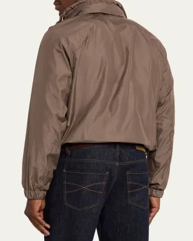 Brunello Cucinelli Men's Unlined Hooded Full-Zip Jacket | Thumbnail 3 Brunello Cucinelli Men's Unlined Hooded Full-Zip Jacket | Thumbnail 3