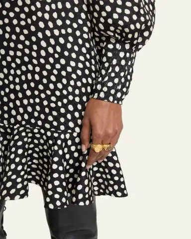 Chloé Dots-Print Silk Jacquard Capelet Long-Sleeve Mini Dress | Thumbnail 5 Chloé Dots-Print Silk Jacquard Capelet Long-Sleeve Mini Dress | Thumbnail 5