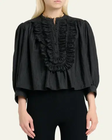 Chloe Embroidered Ruffle Taffeta Blouse | Thumbnail 4 Chloe Embroidered Ruffle Taffeta Blouse | Thumbnail 4