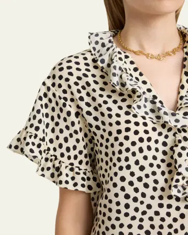 Chloé Dot-Print Organic Silk Crepe De Chine Blouse | Thumbnail 5 Chloé Dot-Print Organic Silk Crepe De Chine Blouse | Thumbnail 5