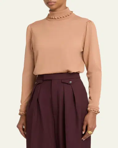 Chloé Ruffle-Edge Merino Wool Turtleneck Sweater | Thumbnail 4 Chloé Ruffle-Edge Merino Wool Turtleneck Sweater | Thumbnail 4