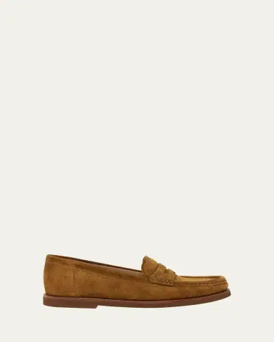 Gianvito Rossi Suede Penny Loafers | Thumbnail 4 Gianvito Rossi Suede Penny Loafers | Thumbnail 4