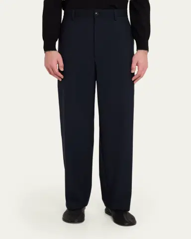 Giorgio Armani Men's Virgin Wool Flat Front Trousers | Thumbnail 4 Giorgio Armani Men's Virgin Wool Flat Front Trousers | Thumbnail 4