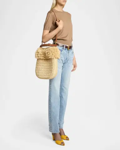 Saint Laurent Roady Fringed Raffia Shoulder Bag | Thumbnail 9 Saint Laurent Roady Fringed Raffia Shoulder Bag | Thumbnail 9