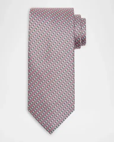 Brioni Men's Micro-Print Silk Jacquard Tie | Thumbnail 4 Brioni Men's Micro-Print Silk Jacquard Tie | Thumbnail 4