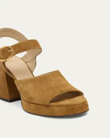 Valentino Garavani 100mm Fawcette VLogo Suede Platform Sandals | Thumbnail 3 Valentino Garavani 100mm Fawcette VLogo Suede Platform Sandals | Thumbnail 3
