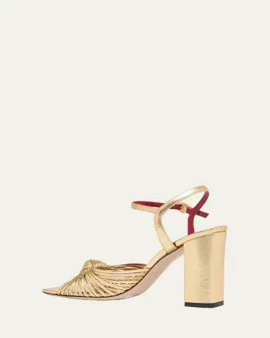 Valentino Garavani 90mm VLogo Anne Metallic Leather Block-Heel Sandals | Thumbnail 4 Valentino Garavani 90mm VLogo Anne Metallic Leather Block-Heel Sandals | Thumbnail 4