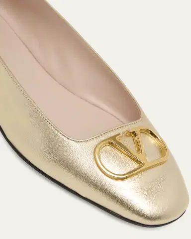 Valentino Garavani VLogo Signature Metallic Leather Ballerina Flats | Thumbnail 5 Valentino Garavani VLogo Signature Metallic Leather Ballerina Flats | Thumbnail 5