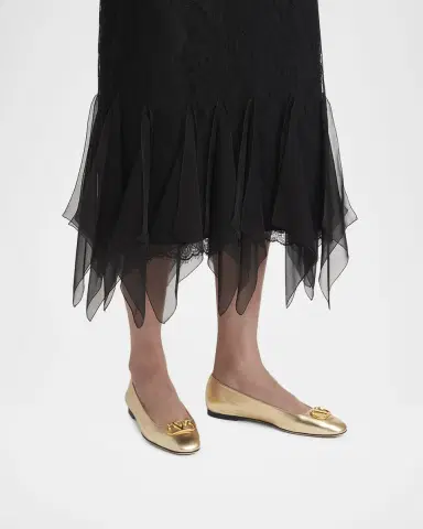 Valentino Garavani VLogo Signature Metallic Leather Ballerina Flats | Thumbnail 6 Valentino Garavani VLogo Signature Metallic Leather Ballerina Flats | Thumbnail 6