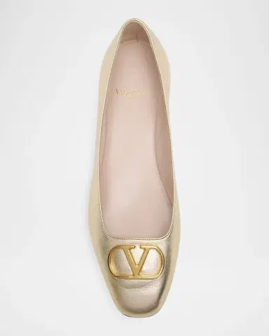 Valentino Garavani VLogo Signature Metallic Leather Ballerina Flats | Thumbnail 10 Valentino Garavani VLogo Signature Metallic Leather Ballerina Flats | Thumbnail 10