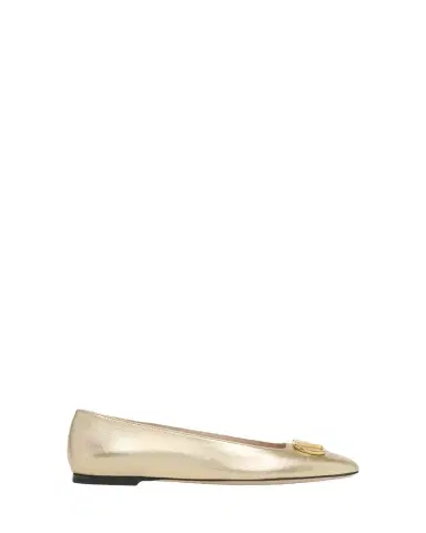 Valentino Garavani VLogo Signature Metallic Leather Ballerina Flats | Thumbnail 1 Valentino Garavani VLogo Signature Metallic Leather Ballerina Flats | Thumbnail 1