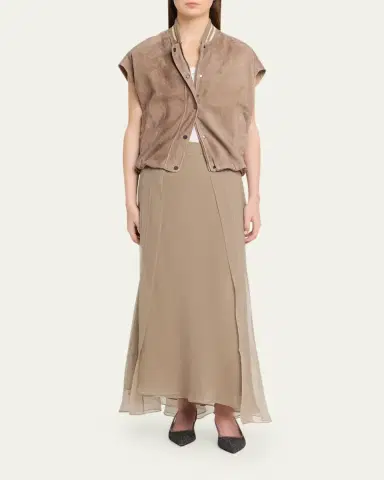 Brunello Cucinelli Crispy Silk Organza Overlay Midi Skirt | Thumbnail 2 Brunello Cucinelli Crispy Silk Organza Overlay Midi Skirt | Thumbnail 2
