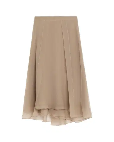 Brunello Cucinelli Crispy Silk Organza Overlay Midi Skirt | Thumbnail 1 Brunello Cucinelli Crispy Silk Organza Overlay Midi Skirt | Thumbnail 1