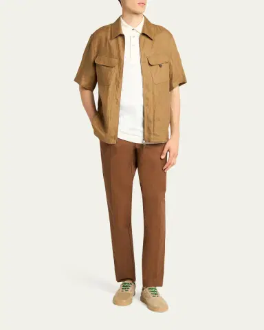 Moncler Men's Flax Short-Sleeve Utility Shirt | Thumbnail 2 Moncler Men's Flax Short-Sleeve Utility Shirt | Thumbnail 2