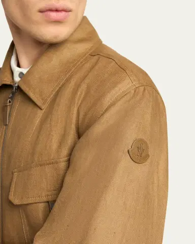 Moncler Men's Flax Short-Sleeve Utility Shirt | Thumbnail 5 Moncler Men's Flax Short-Sleeve Utility Shirt | Thumbnail 5