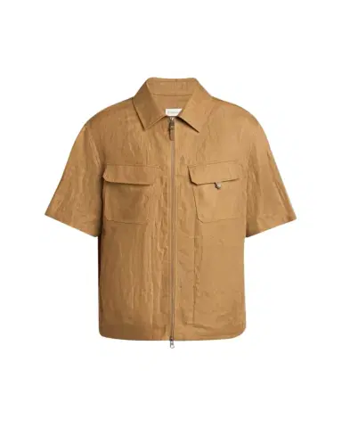 Moncler Men's Flax Short-Sleeve Utility Shirt | Thumbnail 1 Moncler Men's Flax Short-Sleeve Utility Shirt | Thumbnail 1