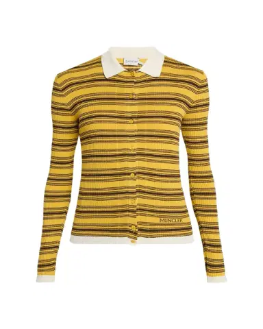 Moncler Stripe Long-Sleeve Polo Cardigan | Thumbnail 1 Moncler Stripe Long-Sleeve Polo Cardigan | Thumbnail 1